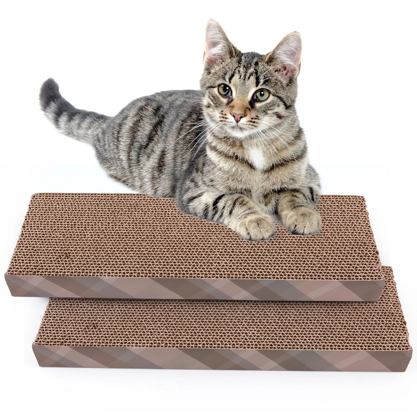 2 Small Cat Scratcher Cardboard with Catnip, 15.8X4.8 In