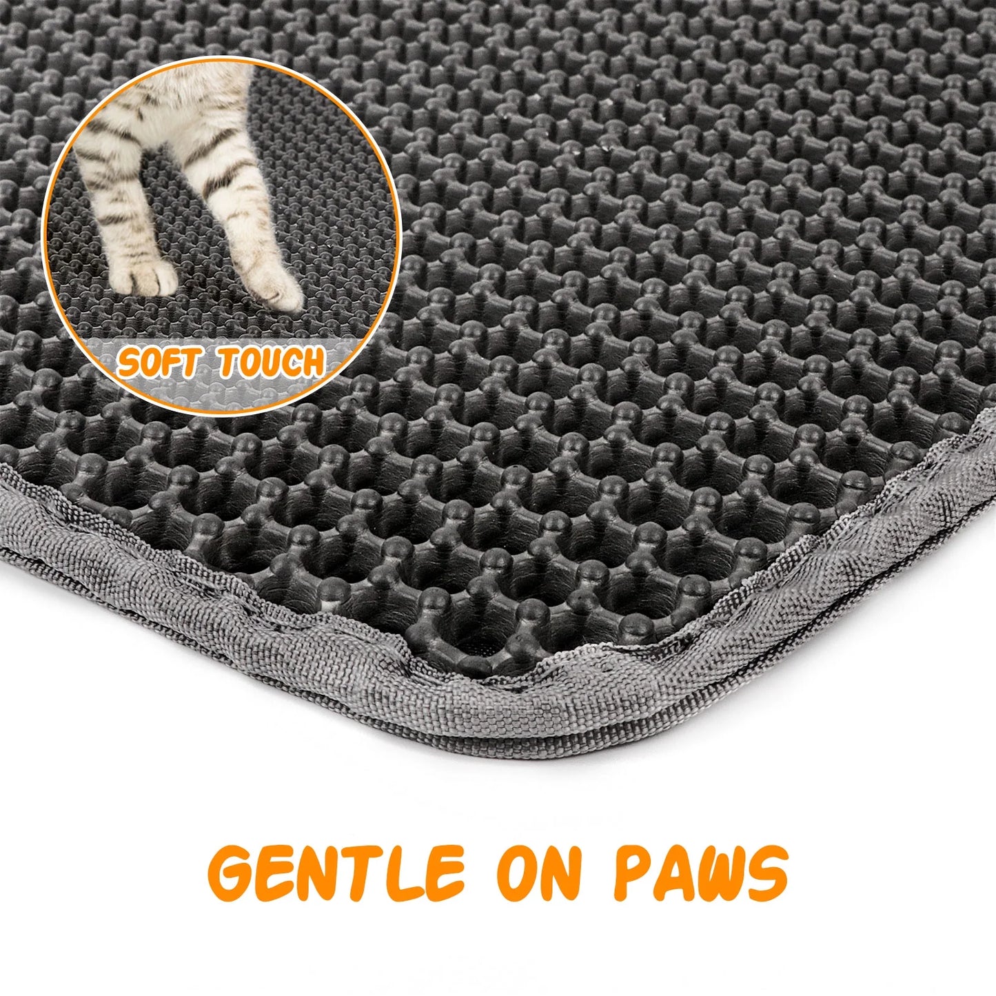 Cat Litter Mat Kitty Litter Mat for Litter Box, 24 X 15 Inch Honeycomb Easy to Clean, Soft on Paws, Non-Slip, Waterproof Cat Mat (Pink)