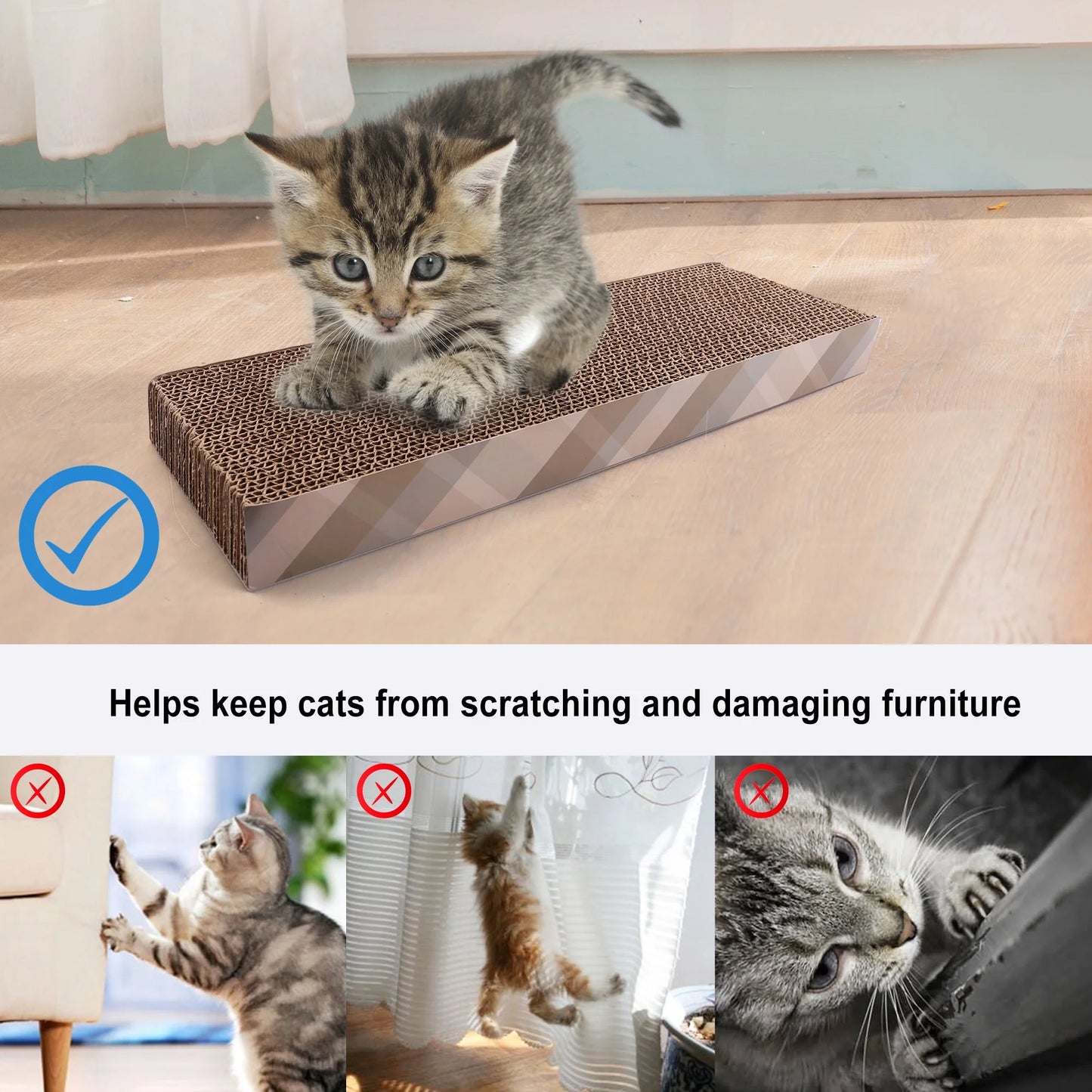2 Small Cat Scratcher Cardboard with Catnip, 15.8X4.8 In