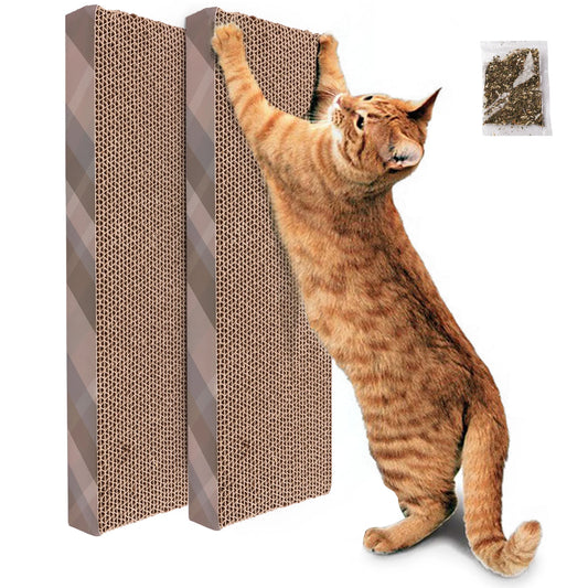 2 Small Cat Scratcher Cardboard with Catnip, 15.8X4.8 In